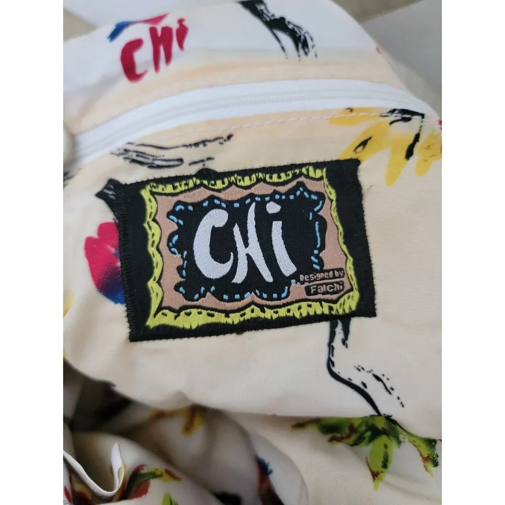 CHI By Carlos Falchi Croc Embossed Beige Leather Hobo Shoulder Bag w/ Dustbag - Picture 8 of 11